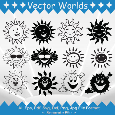 Smileys sun SVG Vector Design cover image.