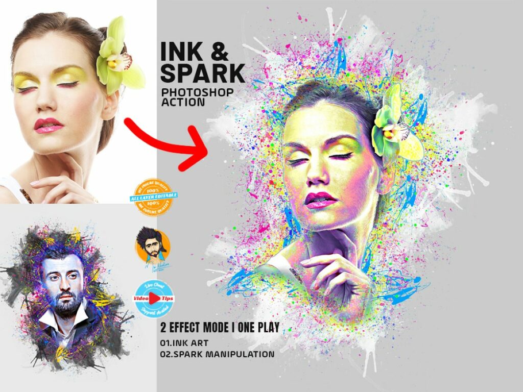 Ink Photo Effect Action MasterBundles