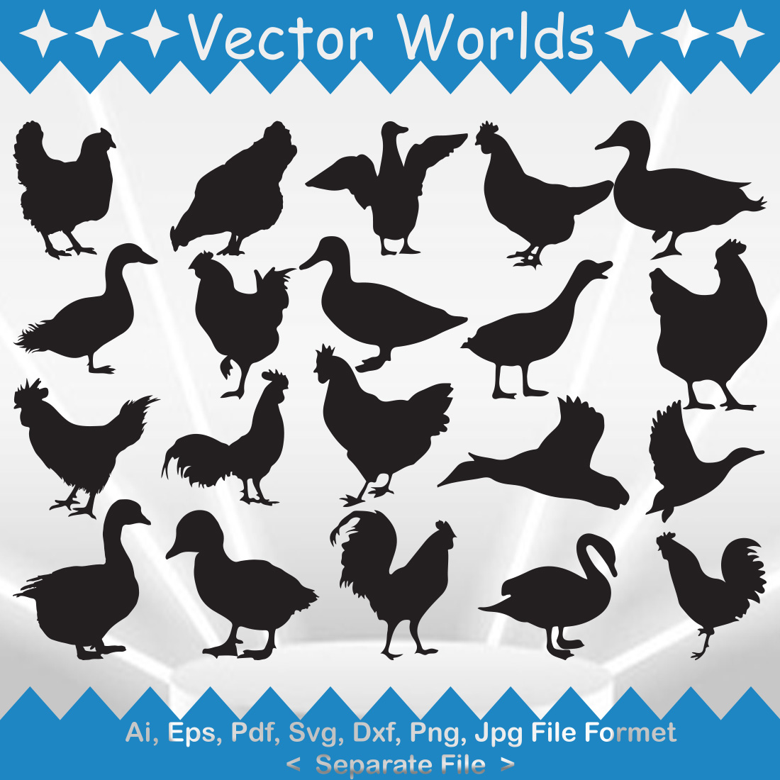 Roster Hen And Duck SVG Vector Design preview image.