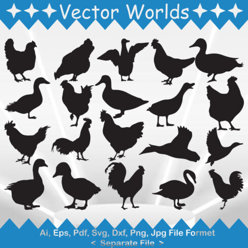 Roster Hen And Duck SVG Vector Design cover image.