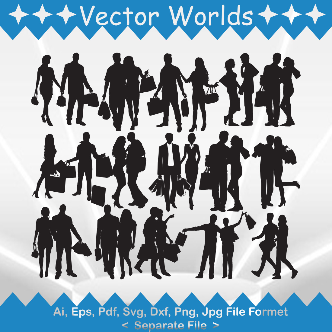 Shopping Couple SVG Vector Design preview image.