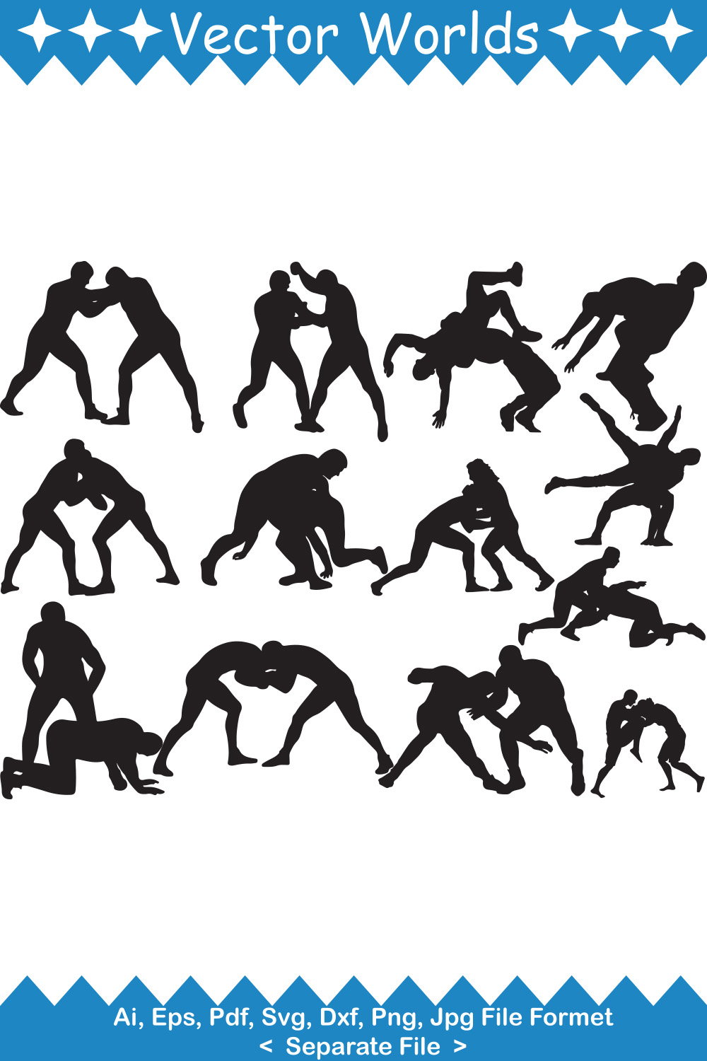 Wrestling SVG Vector Design pinterest preview image.