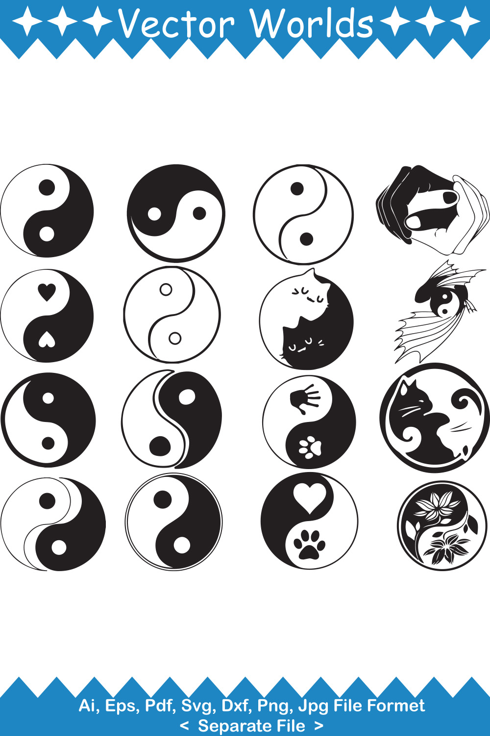 Ying Yang SVG Vector Design pinterest preview image.