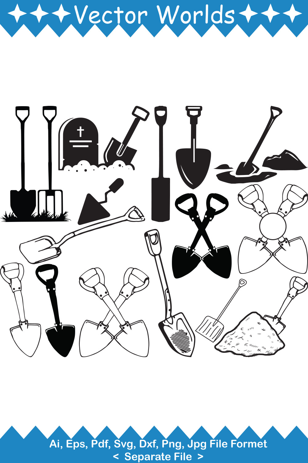 Shovel SVG Vector Design pinterest preview image.