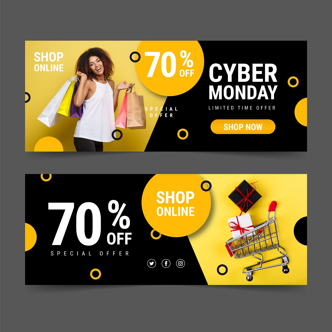 flat design cyber monday banners 3