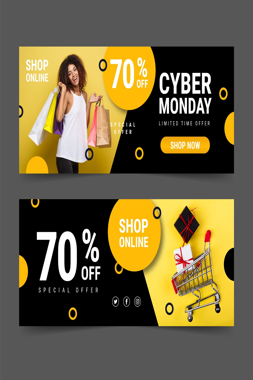 Cyber Monday banners pinterest preview image.