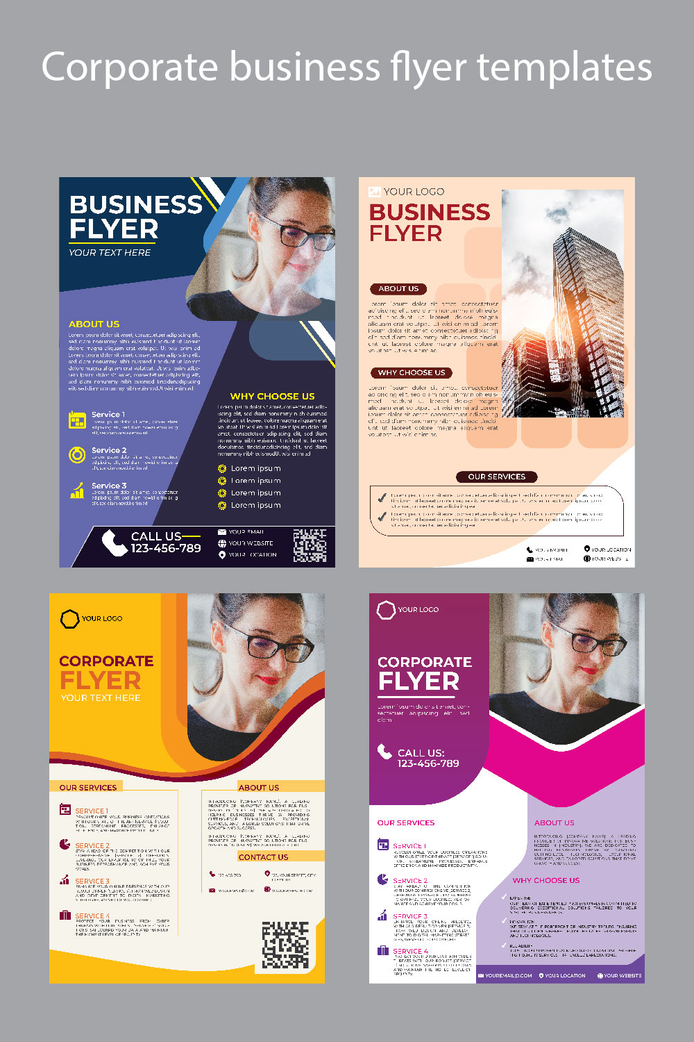 Corporate business flyer templates pinterest preview image.