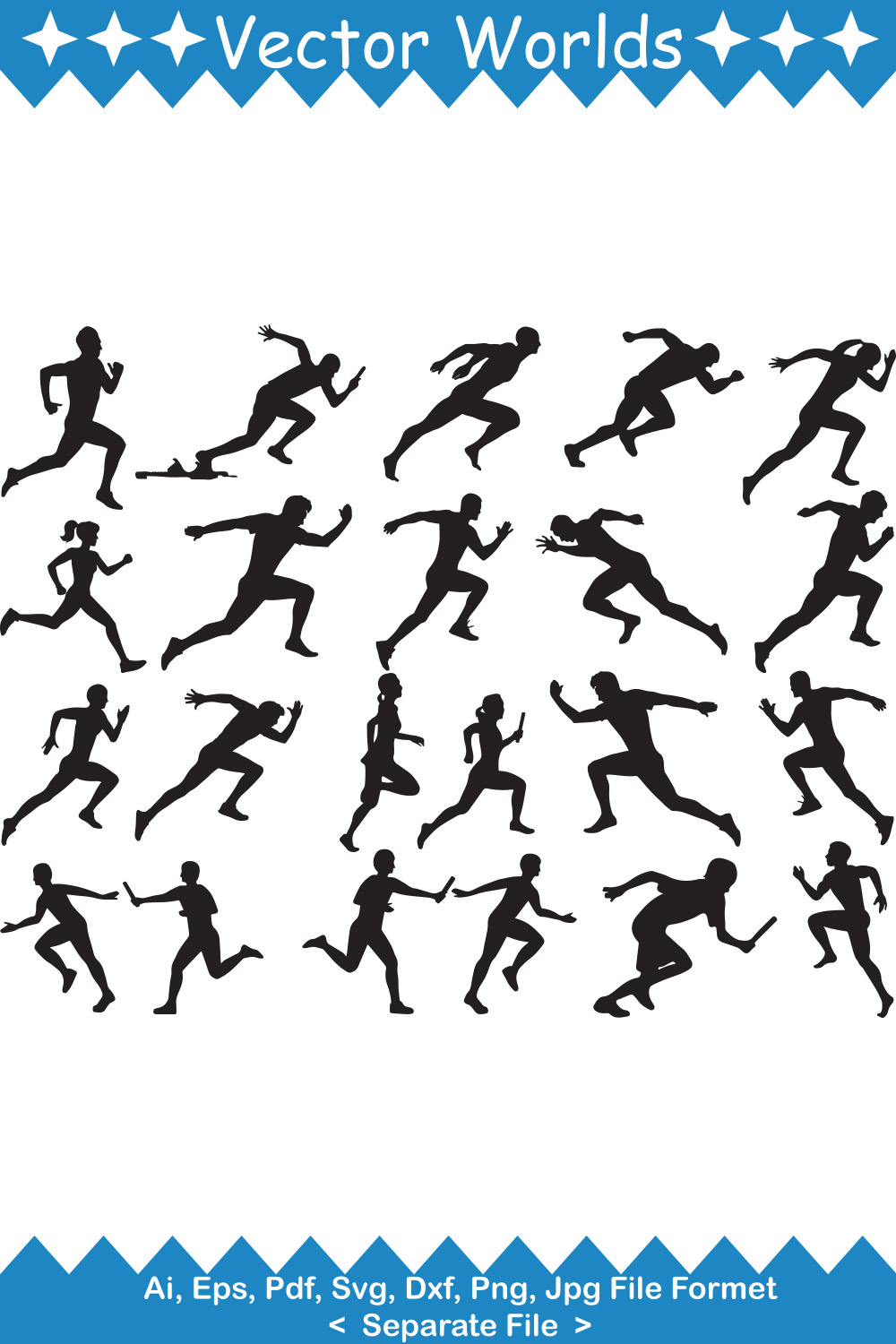 Relay Runners SVG Vector Design pinterest preview image.