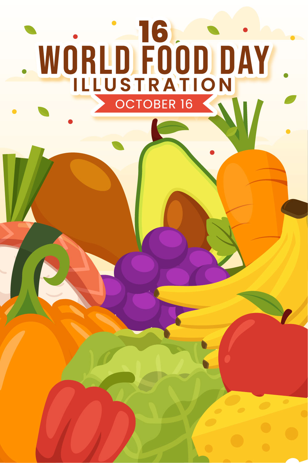 16 World Food Day Illustration pinterest preview image.