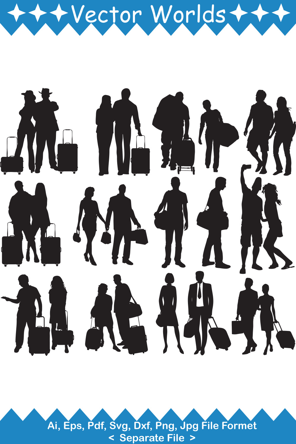 Tourist couple SVG Vector Design pinterest preview image.