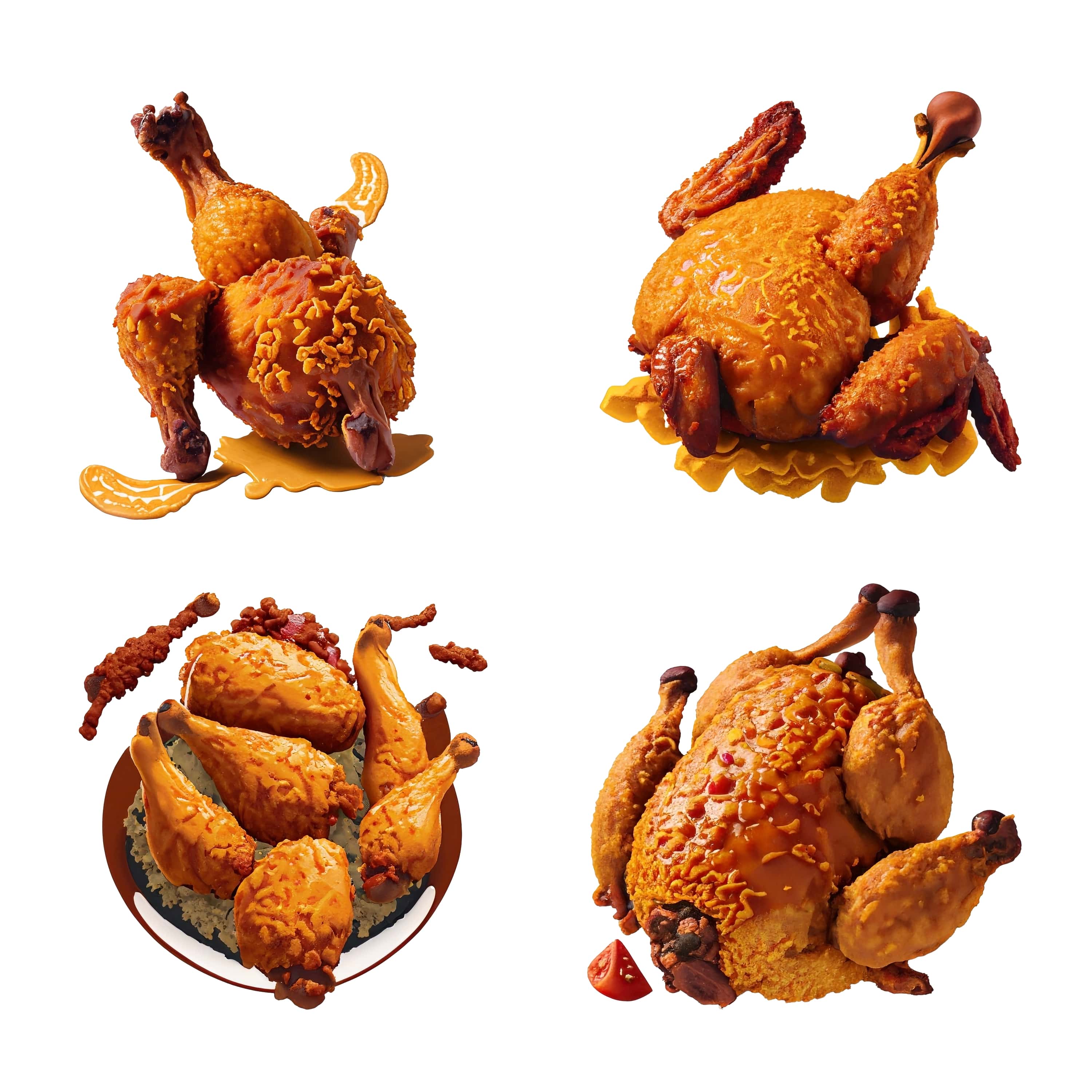 fried chicken isolated on a white background. 3d render. 900
