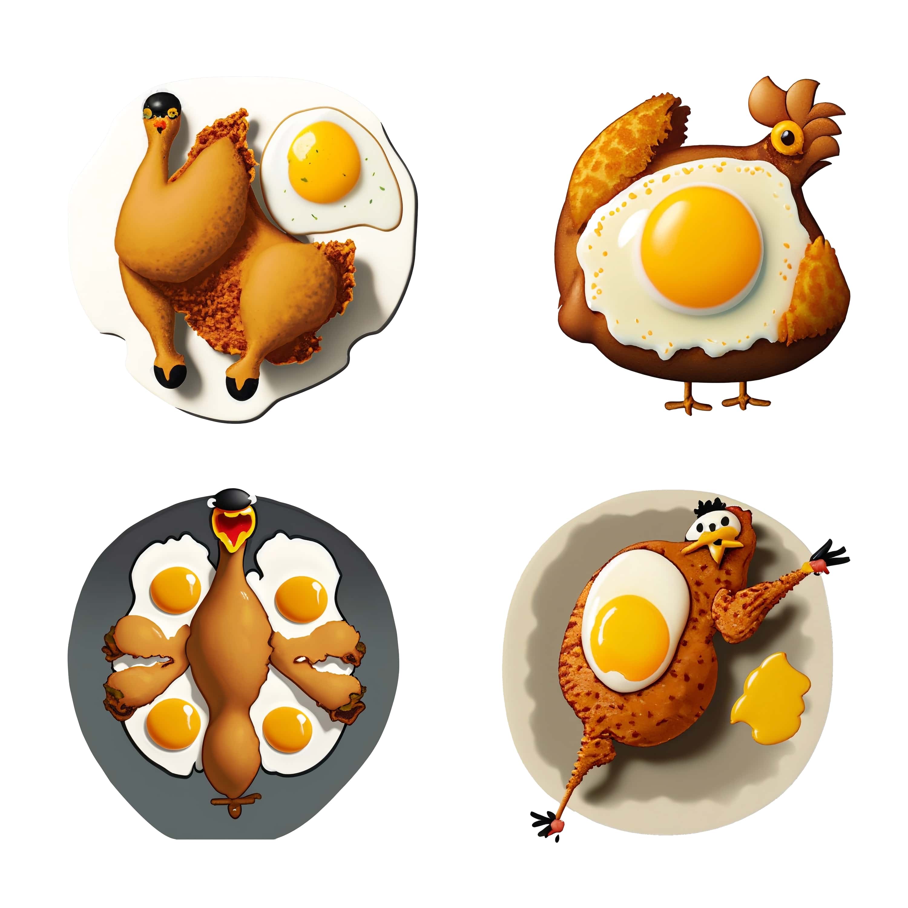 fried eggs and chicken on a white background. vector illustration. 206