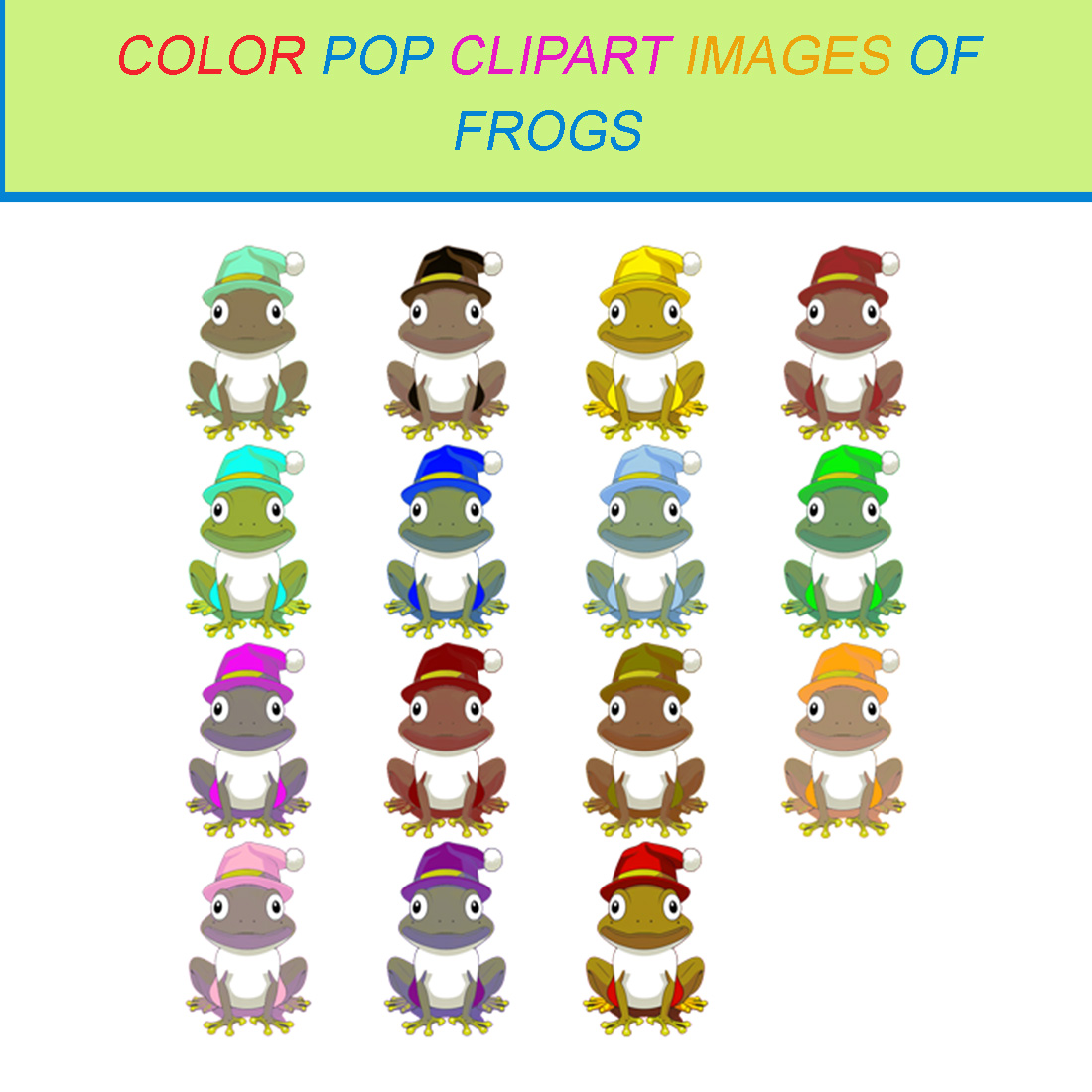 15 COLOR POP CLIPART IMAGES OF FROGS cover image.