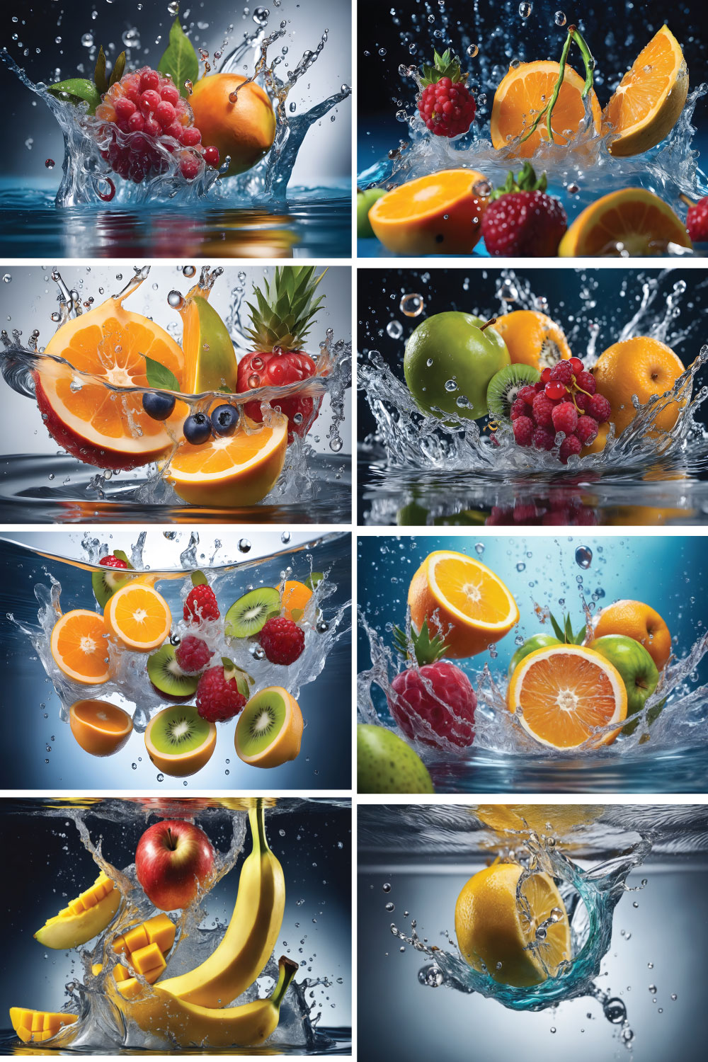 43 set Bundle of fruits falling into water with splashes jpg for 4$ Only pinterest preview image.