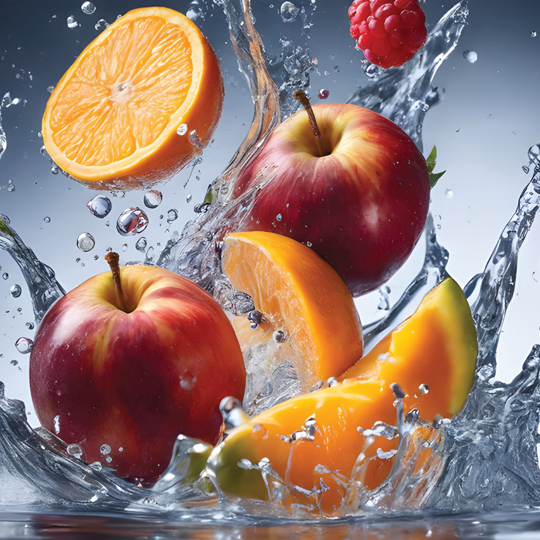 43 set Bundle of fruits falling into water with splashes jpg for 4$ Only preview image.
