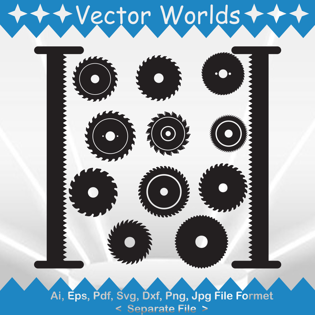 Saw blade SVG Vector Design preview image.