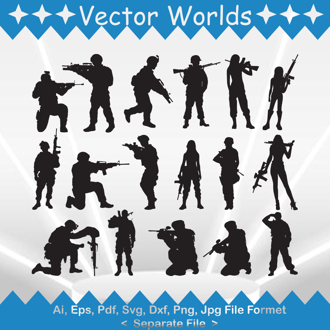 Soldiers SVG Vector Design preview image.