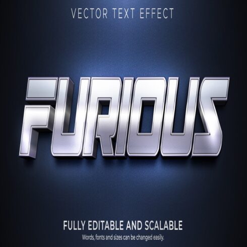 Furious editable text effect metallic shiny text style cover image.
