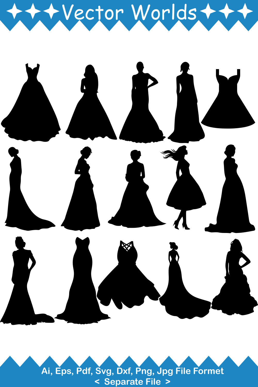 Wedding Dress SVG Vector Design pinterest preview image.