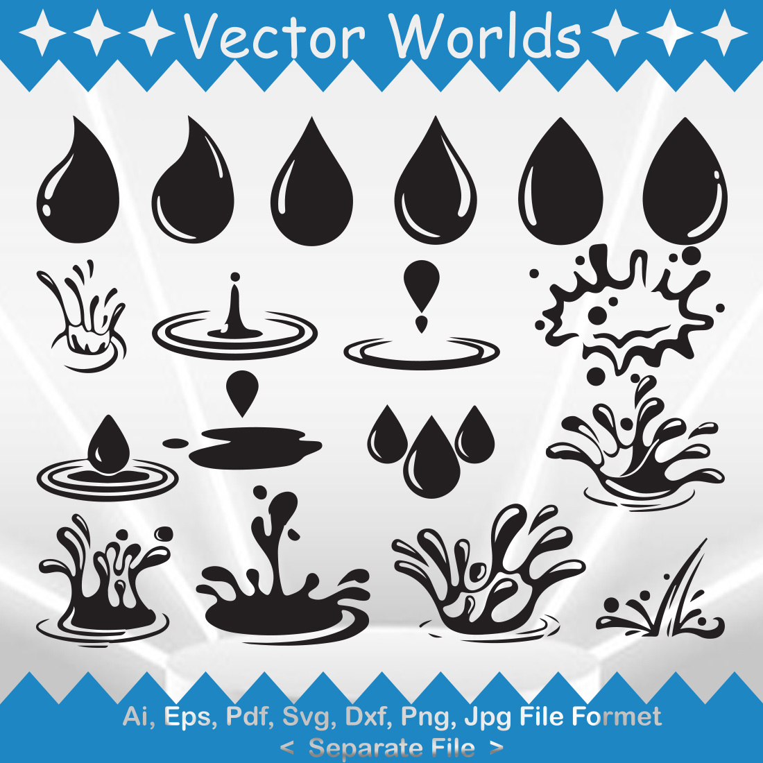 Water Droplets SVG Vector Design preview image.