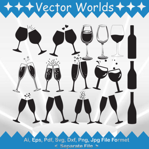 Wine Glass SVG Vector Design cover image.