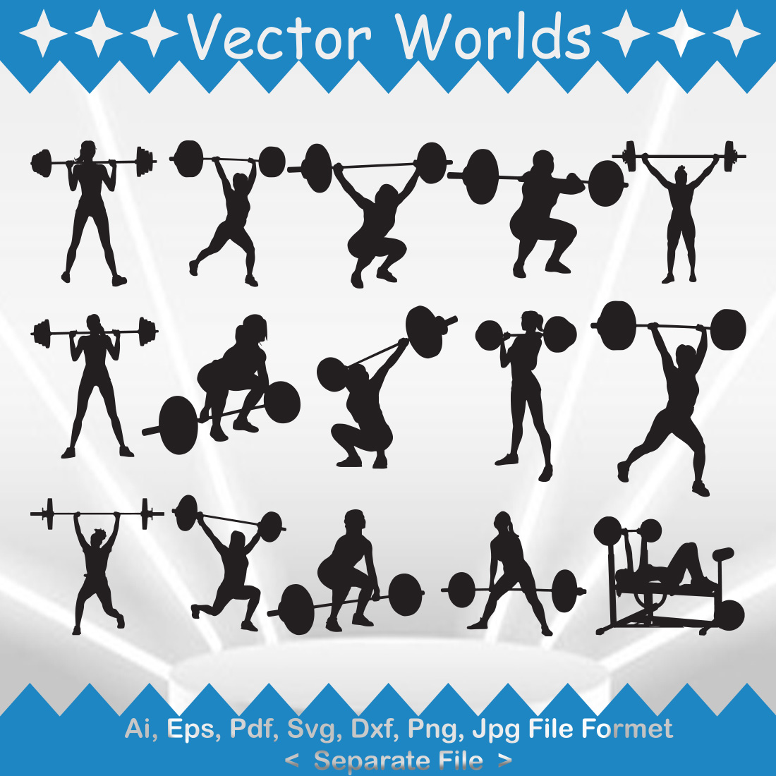 Weight Lifting Women SVG Vector Design cover image.