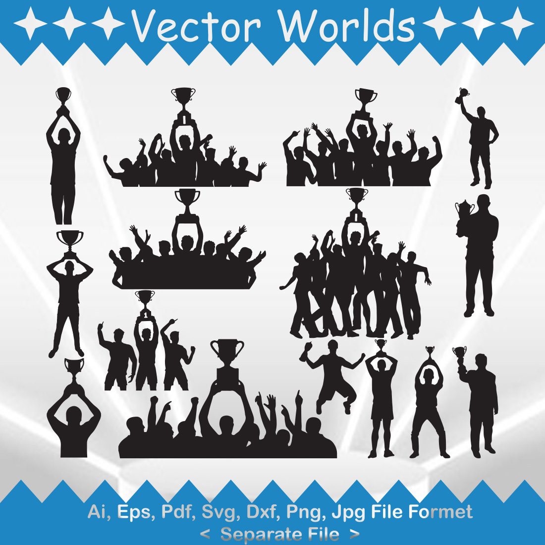 Winner With Trophy SVG Vector Design preview image.