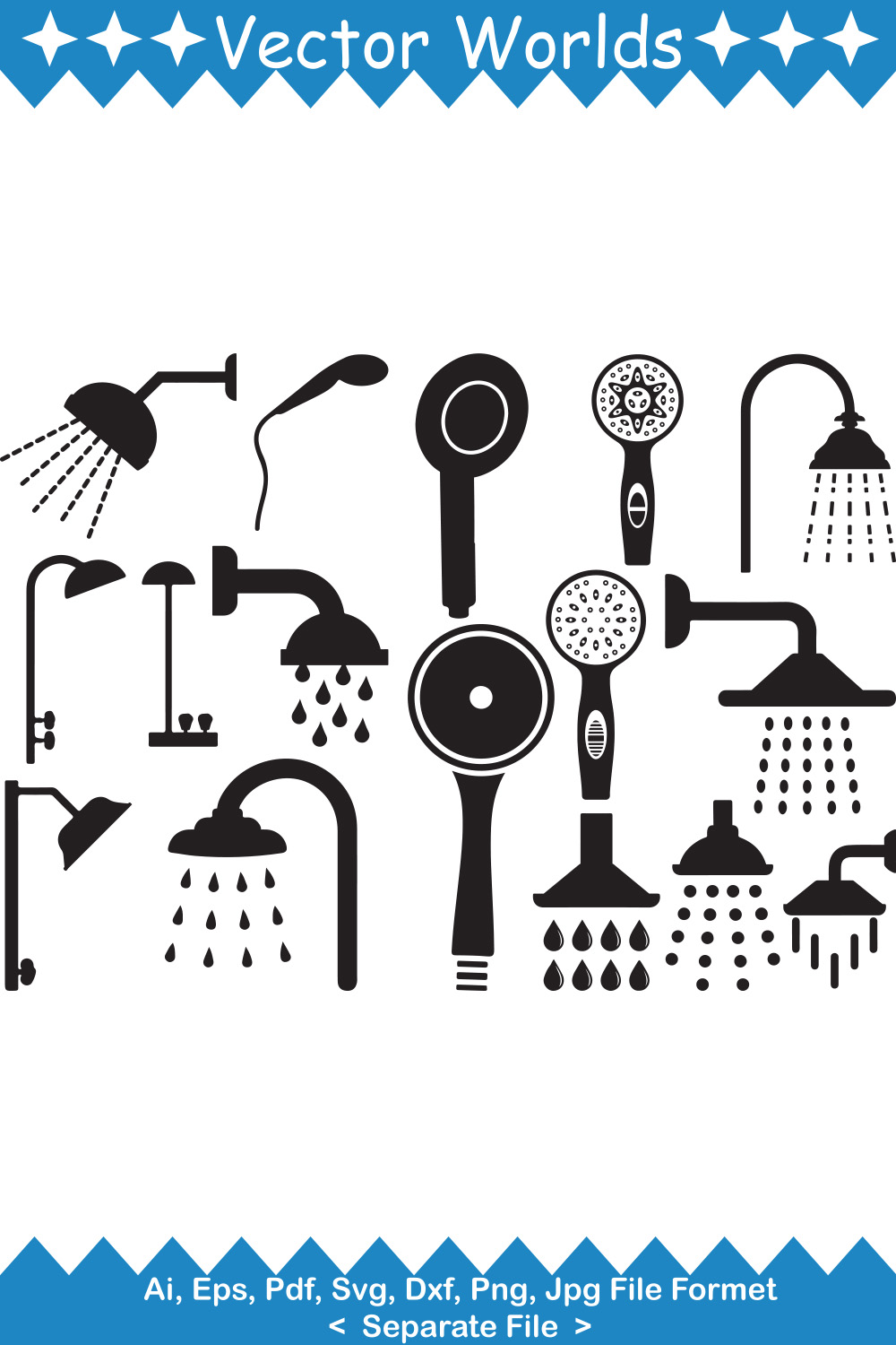 Shower Head SVG Vector Design pinterest preview image.