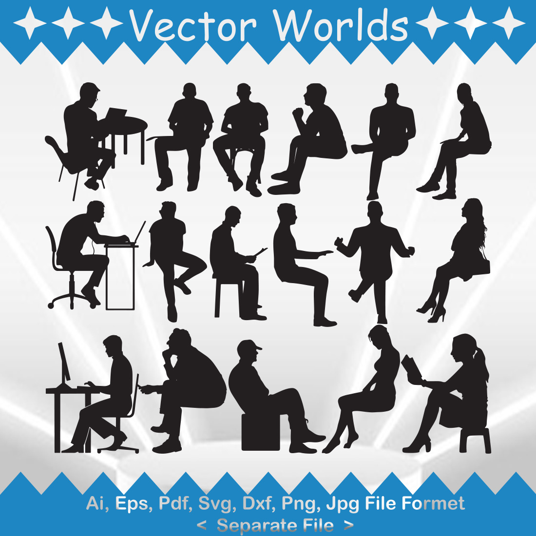 Sitting People SVG Vector Design preview image.