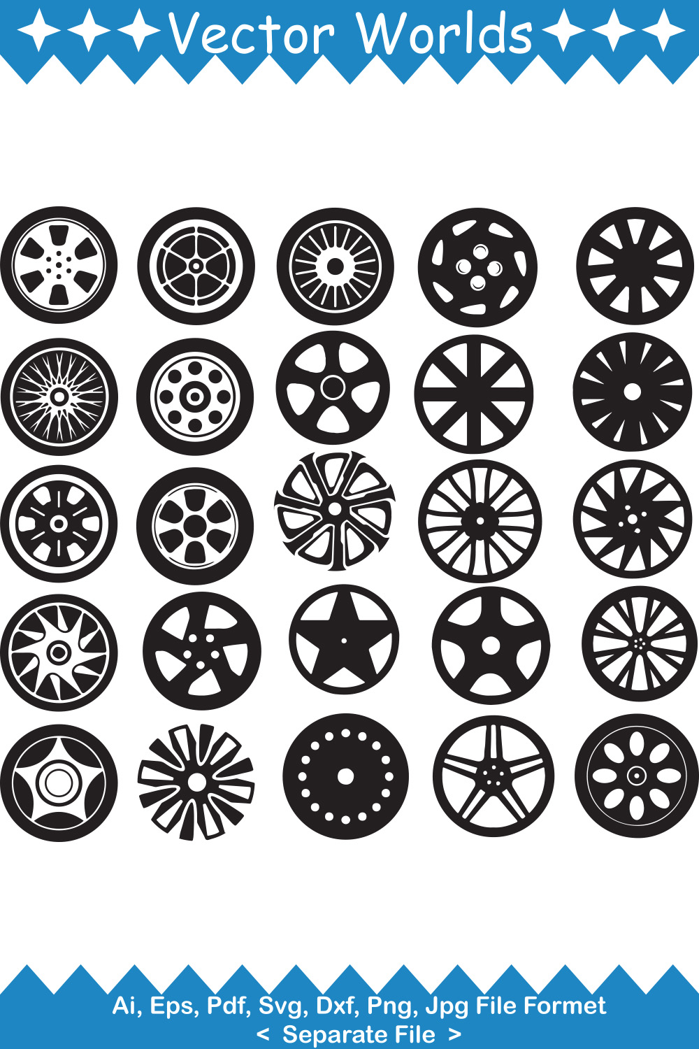 Wheel Hubcap SVG Vector Design pinterest preview image.