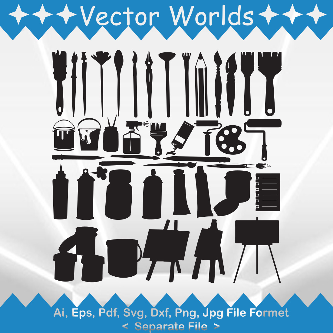 Various Art tools SVG Vector Design cover image.