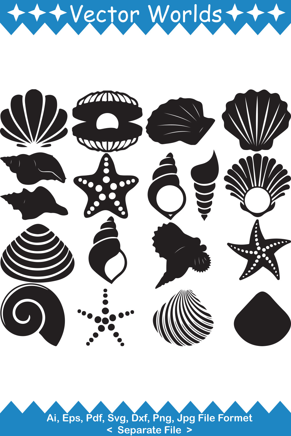 Seashell SVG Vector Design pinterest preview image.