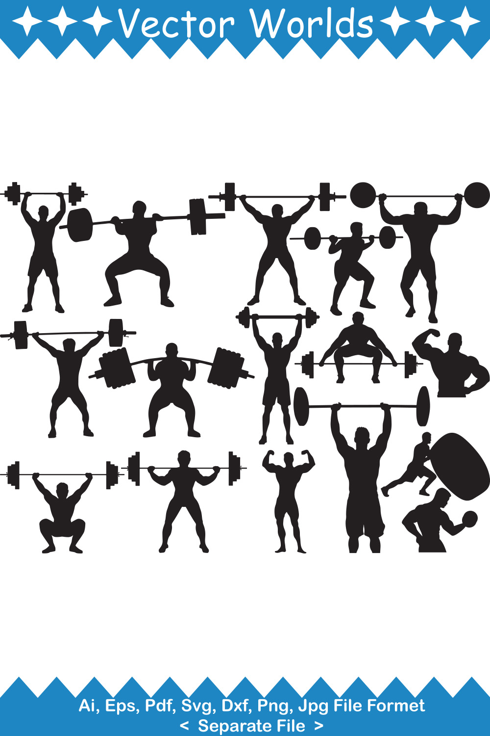 Weight Lifting Man SVG Vector Design pinterest preview image.