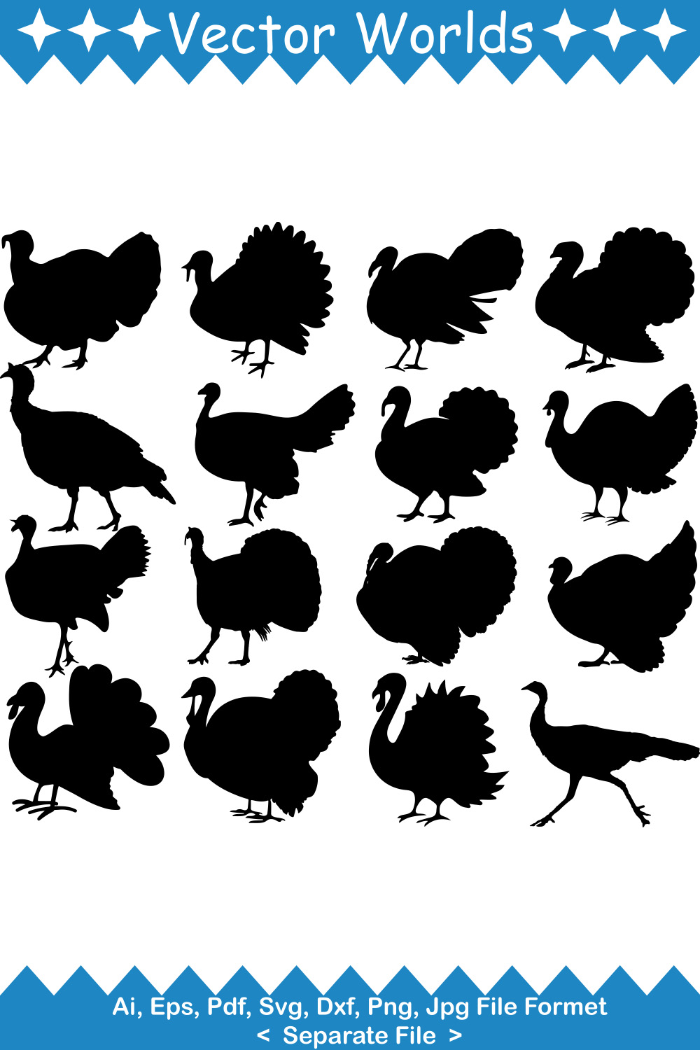 Turkey SVG Vector Design pinterest preview image.