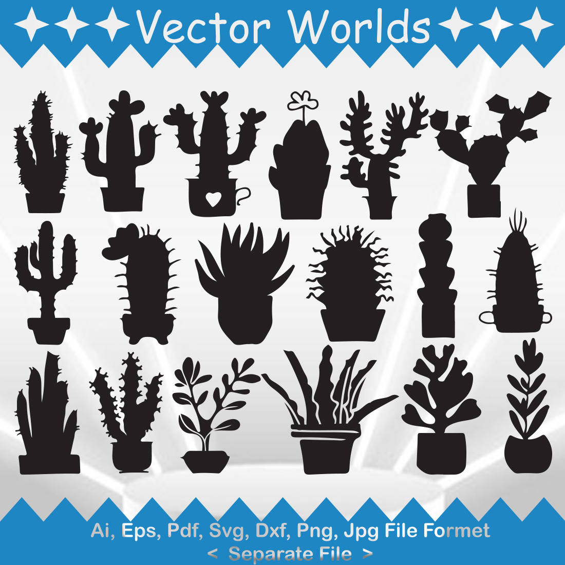 Succulent In Pot SVG Vector Design preview image.