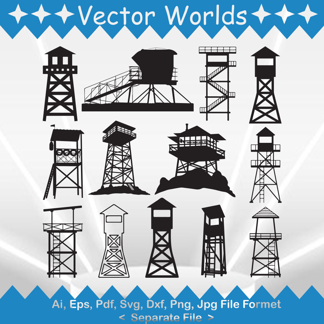 Watch Tower SVG Vector Design cover image.