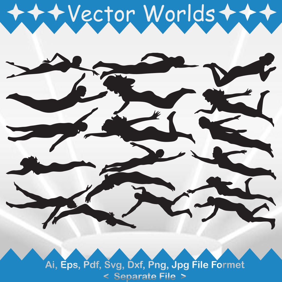 Swimmer SVG Vector Design preview image.