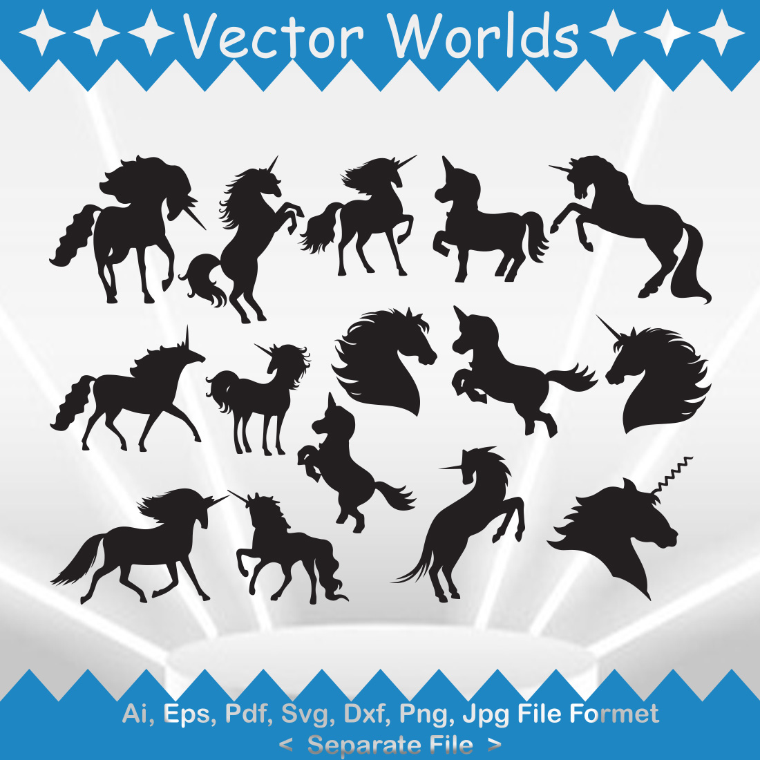 Unicorn And Spirit SVG Vector Design preview image.