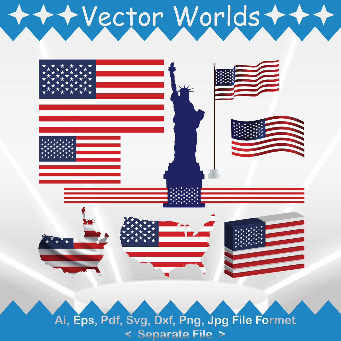 Usa Flag SVG Vector Design cover image.