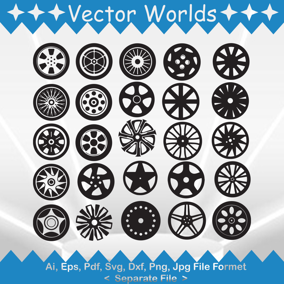 Wheel Hubcap SVG Vector Design preview image.