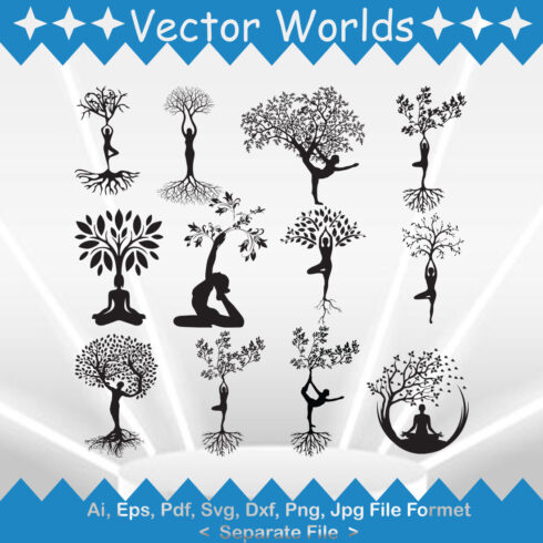 Yoga Tree SVG Vector Design cover image.