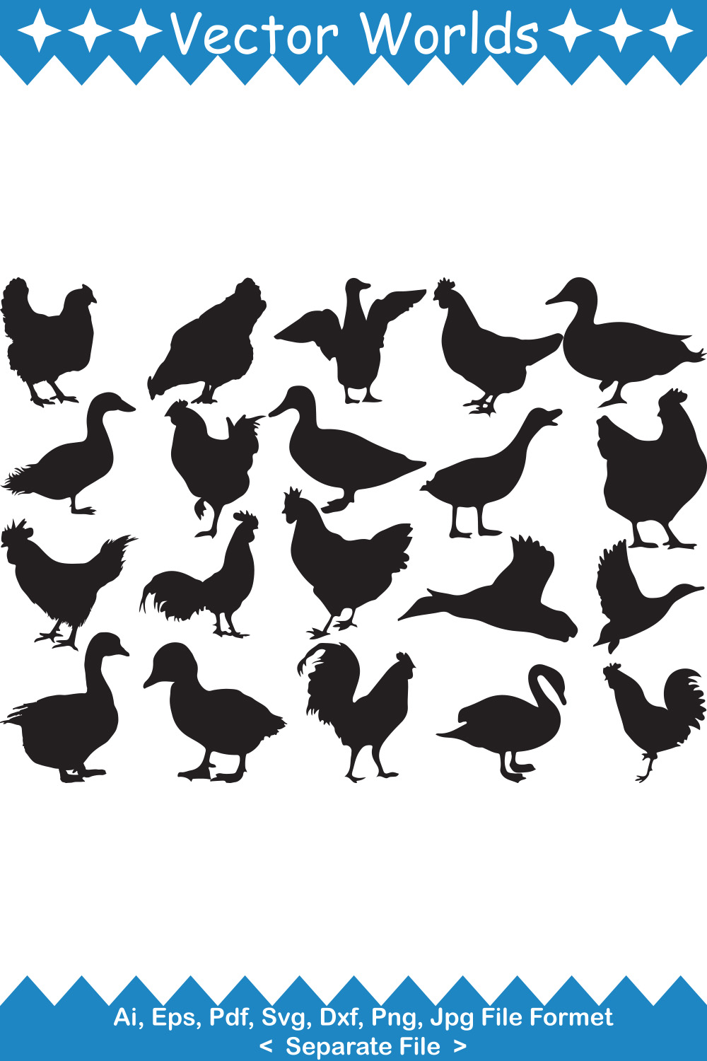 Roster Hen And Duck SVG Vector Design pinterest preview image.