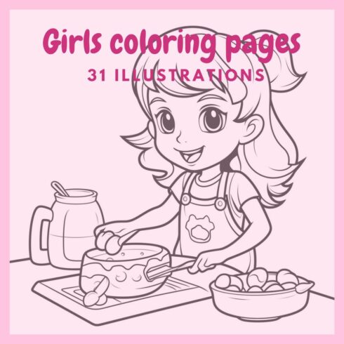 Girls coloring pages cover image.