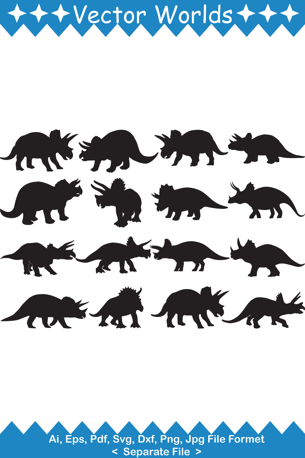 Triceratops SVG Vector Design pinterest preview image.