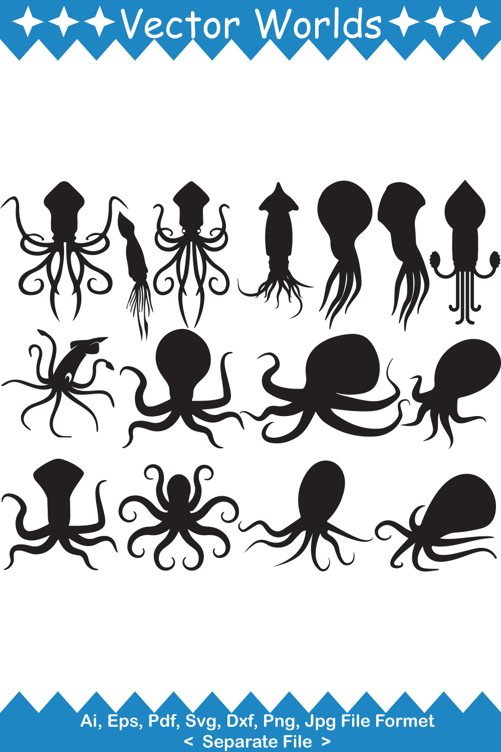 Squid SVG Vector Design pinterest preview image.