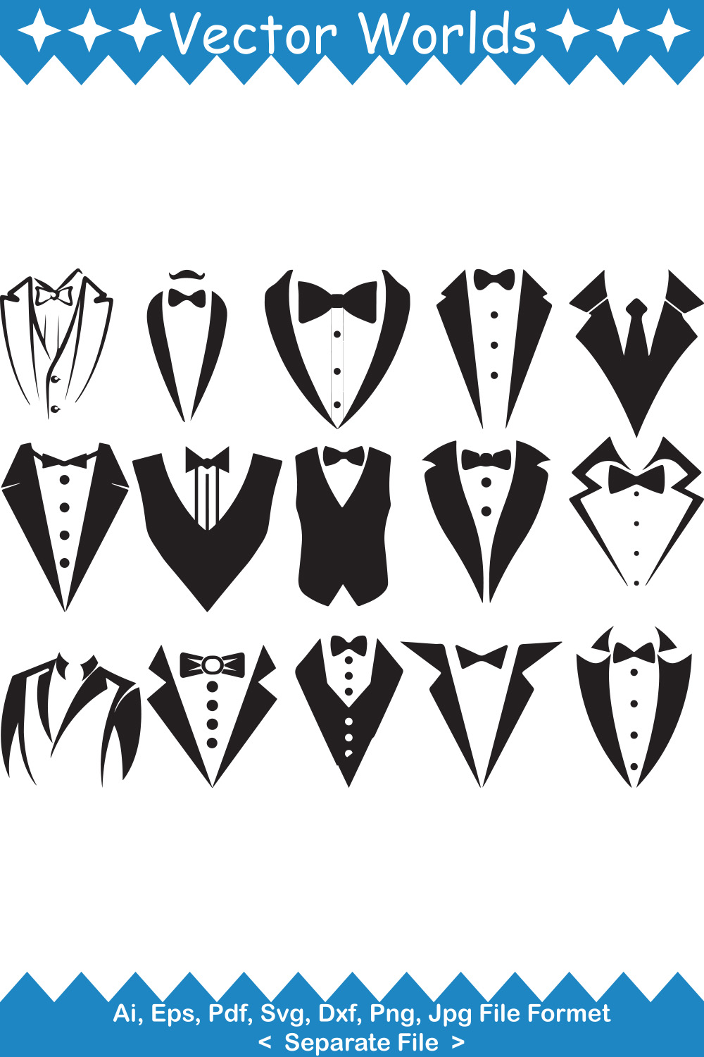 Tuxedo SVG Vector Design pinterest preview image.