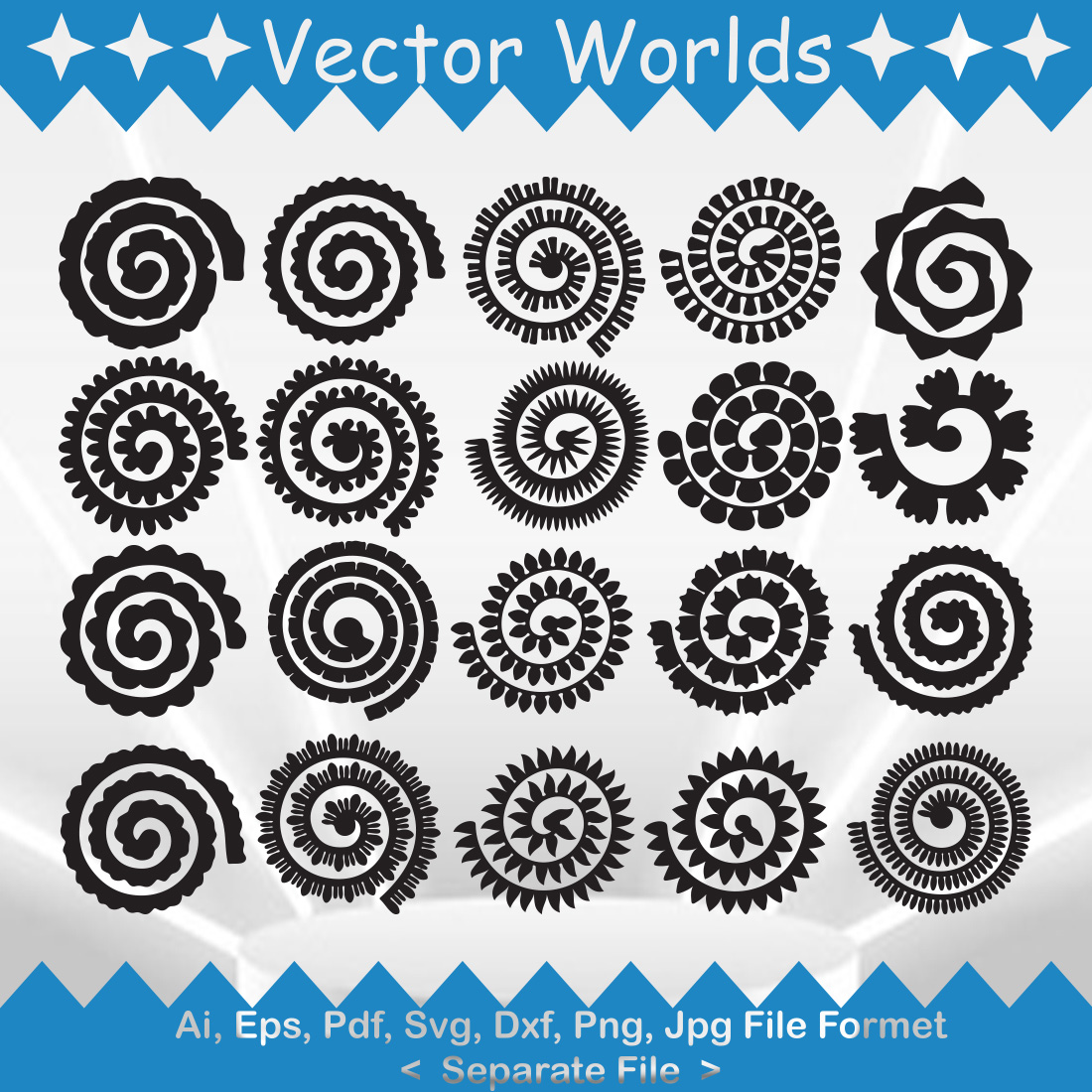 Rolled Flower SVG Vector Design preview image.