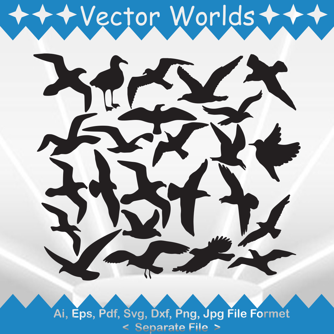 seagulls SVG Vector Design preview image.