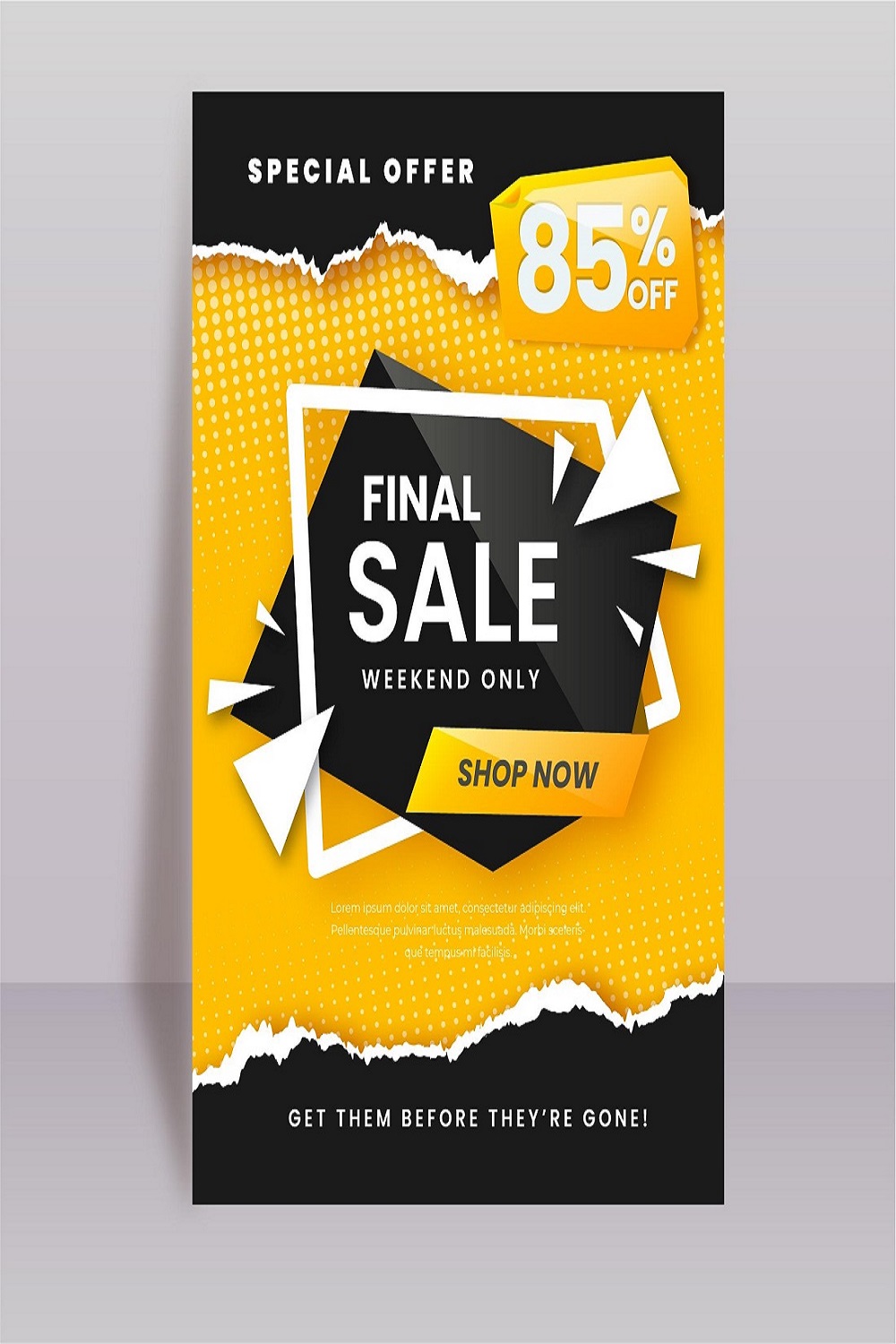 Gradient abstract vertical sale poster template pinterest preview image.