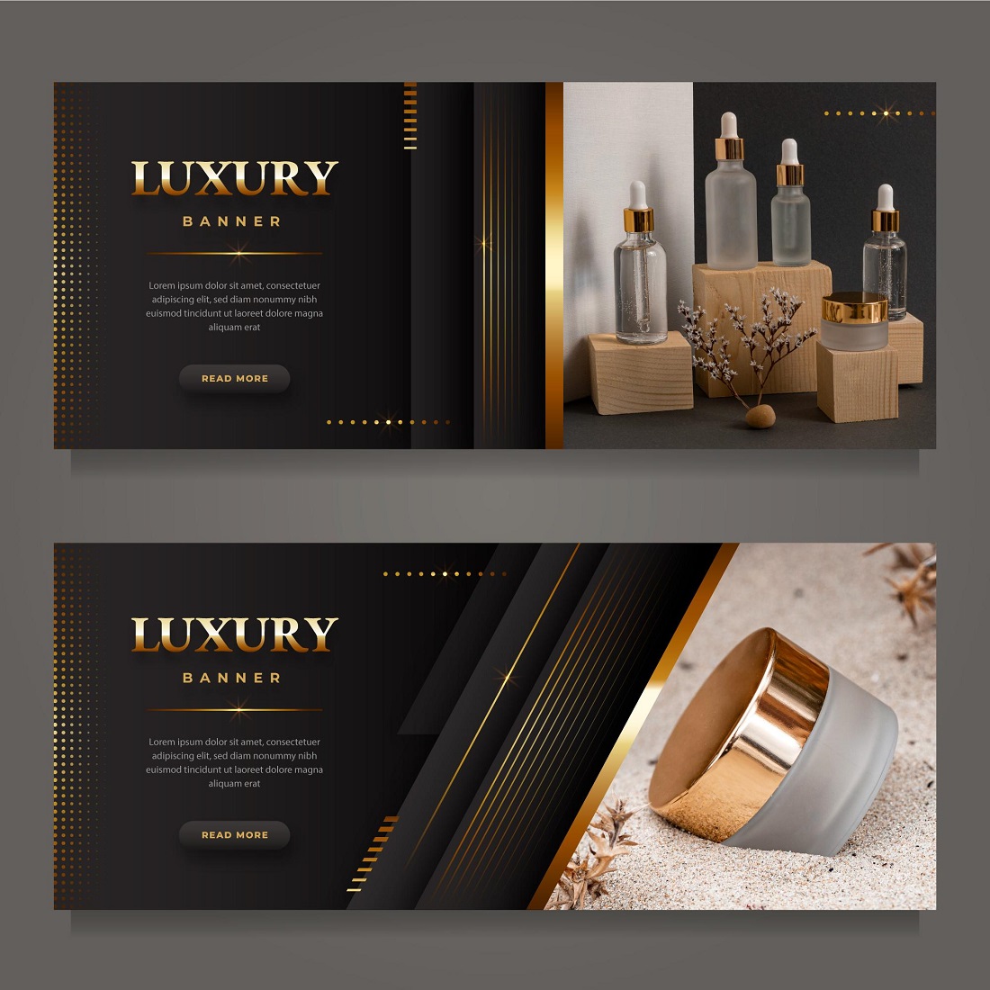 Gradient golden luxury banners preview image.